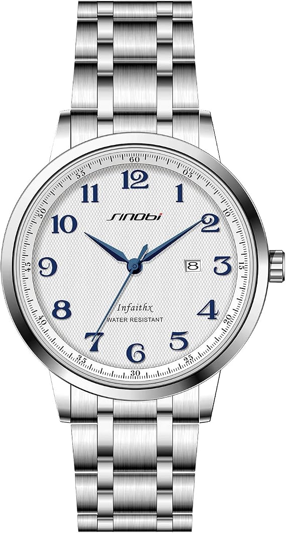 Sinobi Classic Business Men's Watches Arabic Numerals Easy Reader Wrist Watches for Men with Calendar Date Waterproof