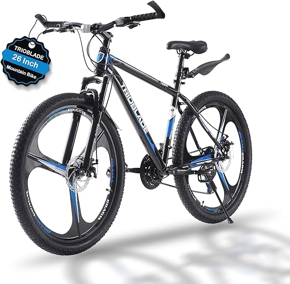 TRIOBLADE 24''26''27.5'' Mountain Bike 3 Spoke Wheels Mountain Bicycle 21 Speeds Disc Brake Bike Lightweight Frame Bicycle for Adult Men Women Sport Cycling Bike