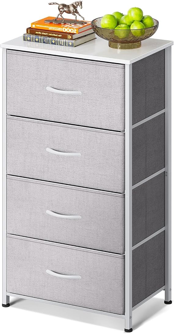 AODK Small Dresser for Bedroom with 4 Storage Drawers, Light Grey