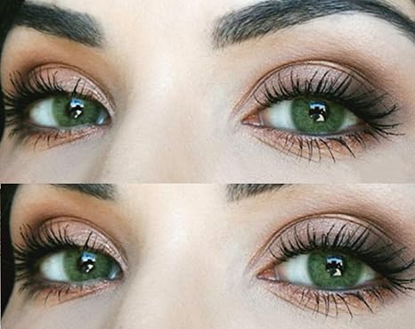 GLAMLENS Silicone Comfort Contact Lenses Coloured “Jasmine Green” Very Strongly Opaque and Natural Green + Container 1 Pair (2 Pieces) DIA 14.00 With and Without Prescription