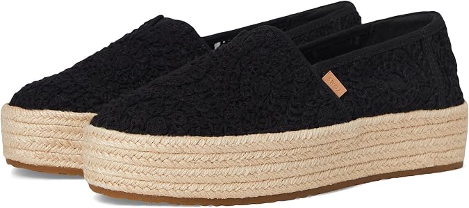TOMS Women's Valencia Platform Espadrille, Textile Upper, OrthoLite Insole