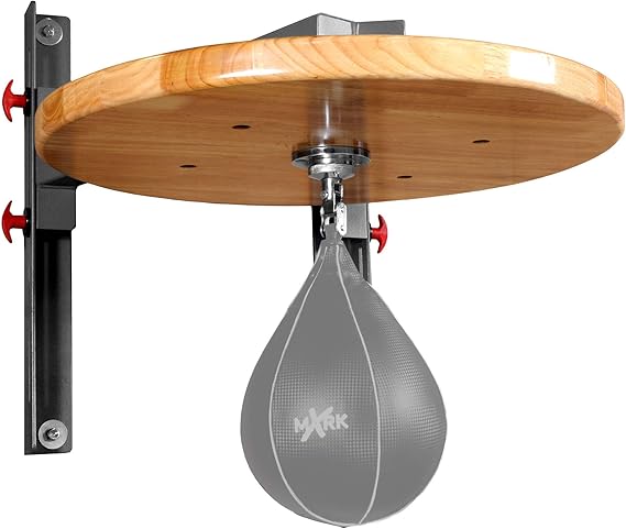 XMARK Adjustable Speed Bag Platform, 24" Wood Drum, Heavy Duty Wall Mount, Pro Swivel, Low Vibration, for Boxing & MMA Home Gym Training