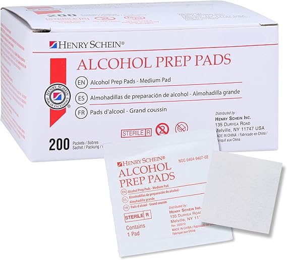 Henry Schein Medium Alcohol Prep Pads, 70% IPA, 2-ply, Sterile, 200 Ct
