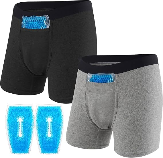 Janmercy 2 Pcs Vasectomy Underwear with 2 Custom Fit Ice Packs for Testicular Support and Pain Relief Vasectomy Support Snug Briefs Gift for Men Multicolored