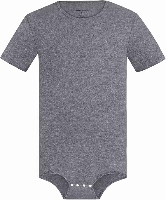 Landofgenie Mens Short Sleeve Onesie Solid Basic Bodysuit Pajama