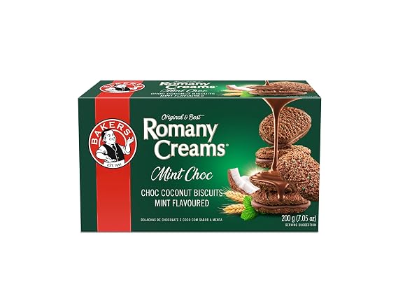 Bakers Romany Creams Mint Chocolate Cookies, 7.05 Ounce (Pack of 1), South African Cookies