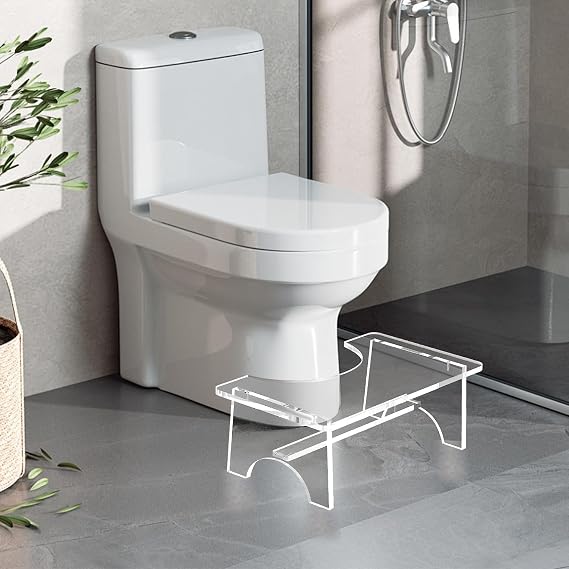 Acrylic Toilet Stool for Adults, 15.7in Heavy Duty Non-Slip Squat Potty Step Stool, Adults Poop Squatting Stool for Bathroom, Clear Toilet Foot Feet Stools for Men & Women