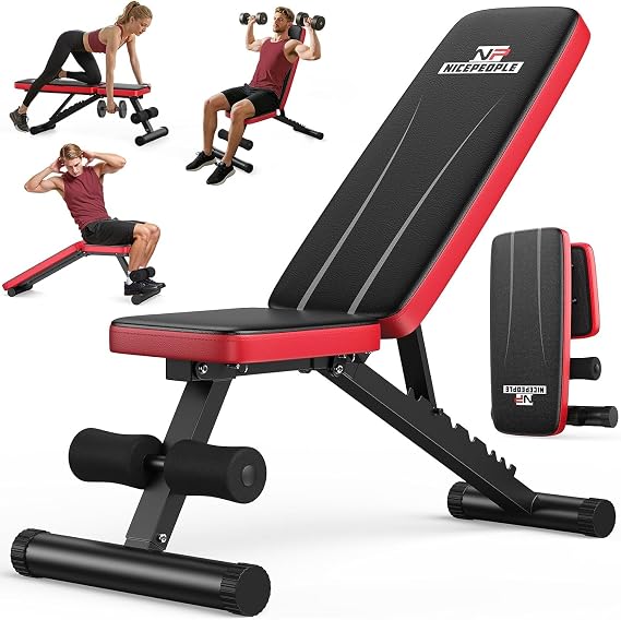 Weight Bench Foldable, 300kg Workout Bench, 74.5cm Wide Seat, Adjustable Weight Bench With 67 Training Angles Decline/Flat/Incline, for Chest Shoulders Arms Muscles, for Small Space Apartment