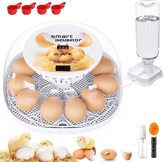Incubators for Hatching Eggs, 12-24 Egg Incubator with Automatic Egg Turning and Humidity Control, Automatic Water Adding, LED Egg Candler, for Hatching Chickens, Duck, Quail, Goose Eggs | 12-24 Egg Incubator with Automatic Egg Turning & Humidity Control, Automatic Water Adding, Egg Candler, for Chicken Eggs