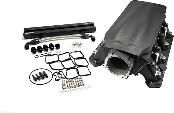 Cast For Hemi Gen III Intake Manifold 90mm Dual Throttle Body Bolt Pattern with Fuel Rail Kits (Black)