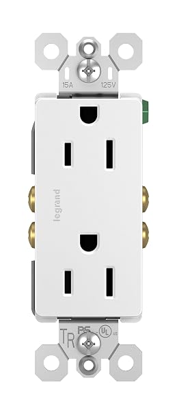 Legrand radiant 15 Amp Tamper Resistant Decorator Outlet White 1 Pack | Pass & Seymour Residential Grade, Decor Wall Outlet, Push Wire, Side Wire, Child-Safe Shutters, Duplex Receptacle