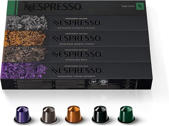 Nespresso 50 Capsulas Pro kahve makinesi – 10 x ROM, 10 X Capriccio 10 x Livanto 10 x Arpeggio 10 x Ristretto