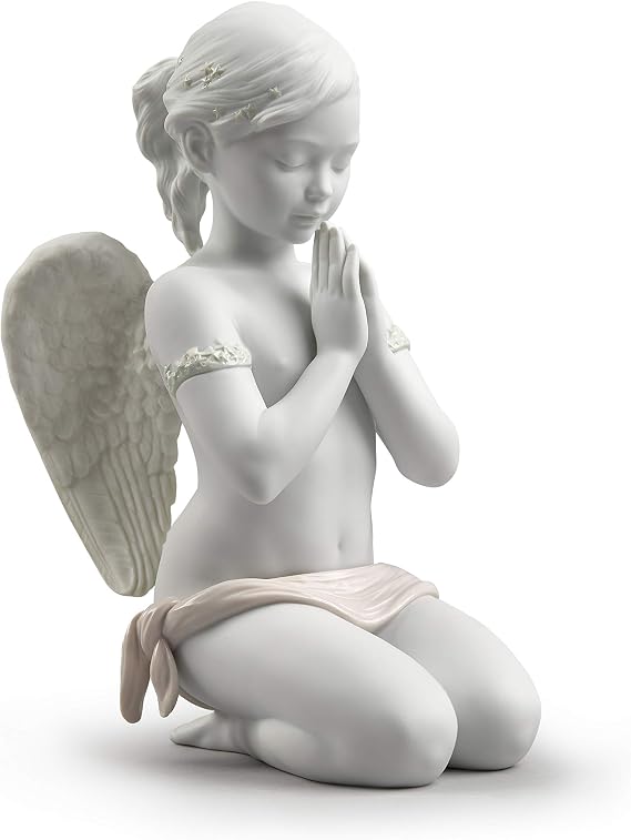 LLADRO Heavenly Prayer Angel Figurine. Porcelain Angel Figure.