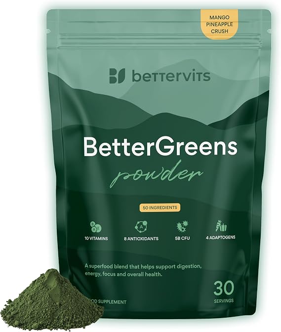 Bettervits BetterGreens Powder with Greens, Vitamins, Biotics, 300g