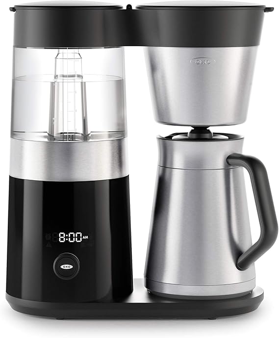 OXO Brew 9-Cup Coffee Maker Stainless Steel, Programmable Coffee Machine with Single Serve or Full Carafe Options, SCA Certified Home Brewer