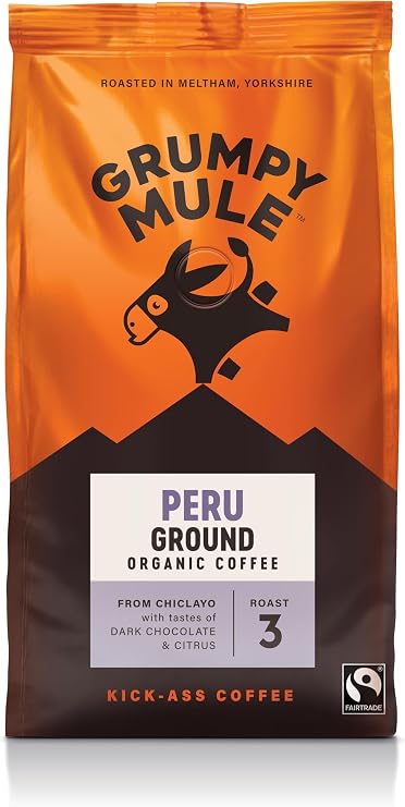 Grumpy Mule Peru Café Feminino Organic (Ground Coffee) with notes of Dark Chocolate and Citrus 200g