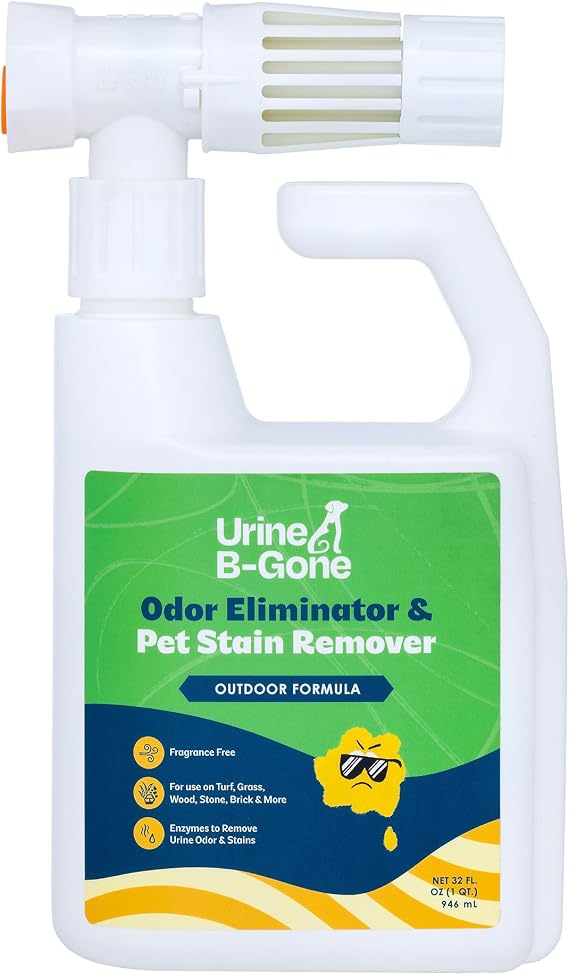 Urine B-Gone Outdoor Enzyme Cleaner for Pet Odors & Turf, 32 oz | Outdoor pet yard odor eliminator for artificial grass, concrete and more; 32 fl oz.