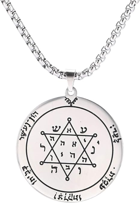 VASSAGO The Second Pentacle of Jupiter Key of Solomon Seal Pendant Necklace Stainless Steel Kabbalah Pagan Talisman Jewelry for Men and Women