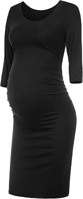 Peauty Maternity Bodycon Dress Fall Baby Shower Dress 34 Sleeve Maternity Clothes S-2XL