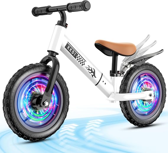 Toddler Balance Bike for 2-5 Year Old,Kids Balance Bike with Fender,Kids Bicycle for 2 3 4 5 Years Old Boy Girl Birthday Christmas Toy Gift,Adjustable Seat/Handlebar,Flat-Free LED Tires,10Min Assembly