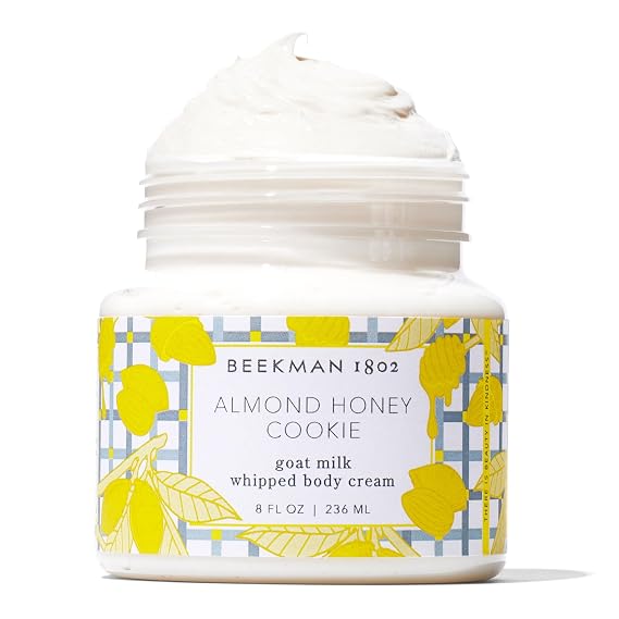 Beekman 1802 Goat Milk Whipped Body Cream, Almond Honey Cookie, 8 oz | Rich Body Butter & Body Cream, Goat Milk Lotion, Shea Butter & Vitamin E, Hydrating Body Moisturizer for Dry Skin