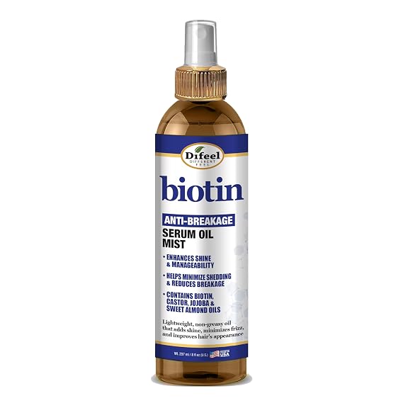 Difeel Biotin Anti-Breakage Serum Oil Mist 8 oz. - Nourishing Anti-Frizz Serum, Lighweight Hair Oil Mist for Frizz and Hair Breakage, Improves Shine