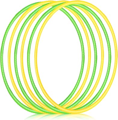 6 Pcs Exercise Hoop Detachable Fitness Rings Adjustable Plastic Toy Fitness Hoop Playground Toys Colored Circles for Teens Games Gymnastics Agility, 28 InchGreen, Yellow