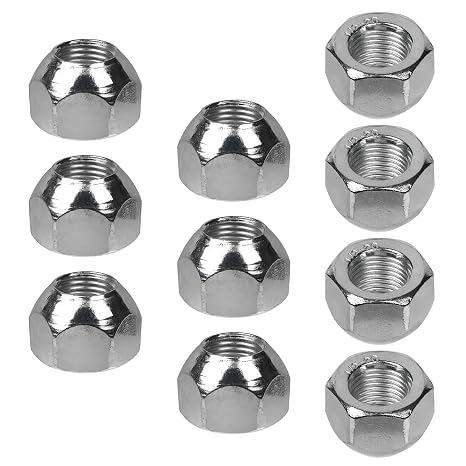 1/2''-20 Trailer Lug Nuts(10pcs) 50-53911 Open End Round Head Nuts 509 Tire Nuts for 1/2 Inch Wheel Bolts Rv Camper Truck Tire Bolts, Zinc Plated for Corrosion Resistance
