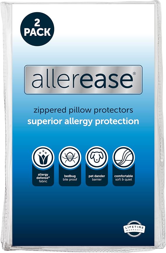 AllerEase Allergy Zippered Pillow Protectors King 2 pack