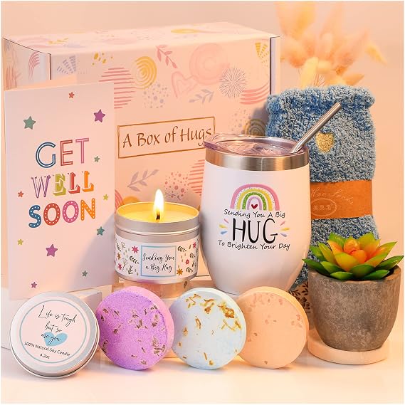 Care Package Get Well Soon Gift Basket for Sick Friends After Surgery Feel Better Thinking of You Gifts for Women Encouragement, Cheer Up