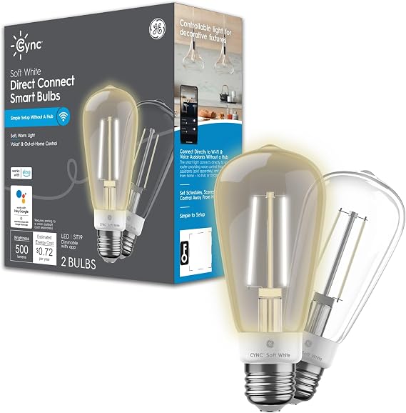 GE CYNC Smart LED Light Bulb, ST19 Edison Style