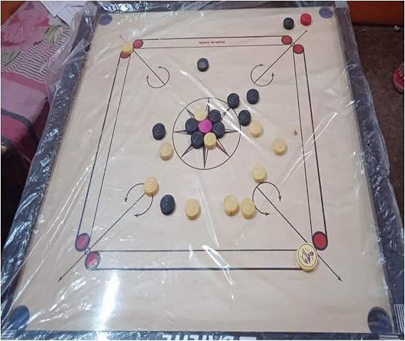 ZJ Tournament 32 Inch Full Size Carrom Board with Coins ,Striker and Boric Powder ,Free