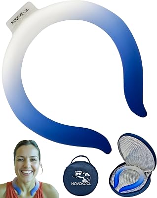 Neck Cooling Tube with Insulated Bag - Reusable Ice Ring Neck Cooler Wrap Indoor Outdoor - Wearable Cooling Ring - Relief for Summer and Hot Flashes - Freezes Under 64F Blue and White