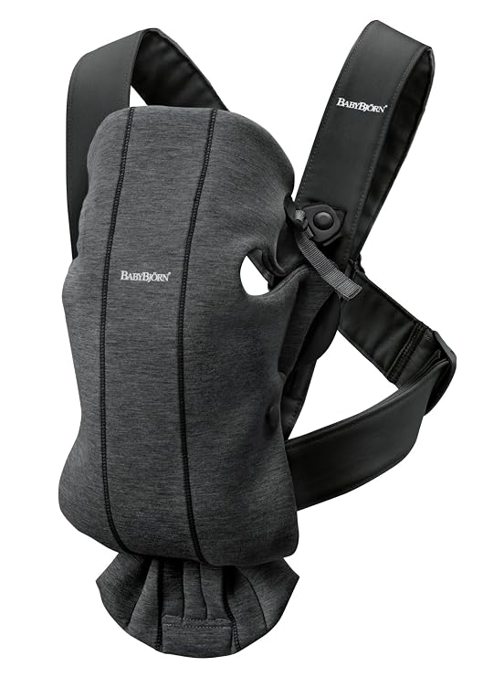 BabyBjorn Baby Carrier Mini, Charcoal Gray, 3D Jersey | Infant Carrier (7-15 lbs), Ergonomic, Easy-to-Use