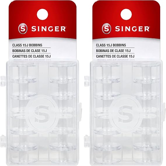 SINGER 06543 Class 15J Bobbins, Transparent, 12-Count (Pack of 2)