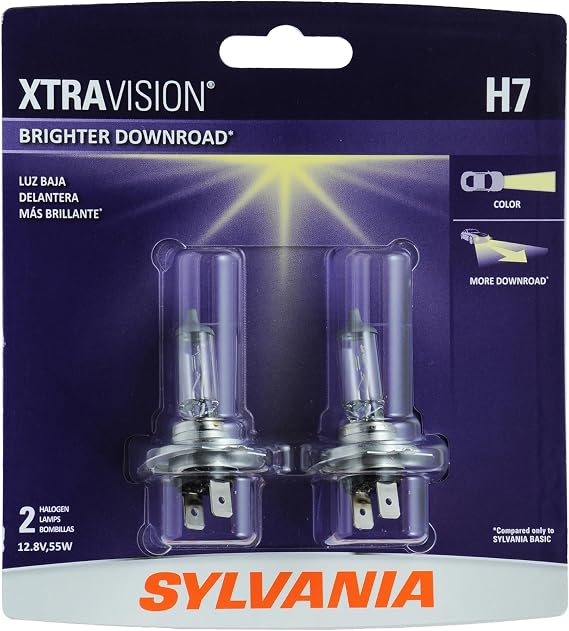 SYLVANIA H7 XtraVision Halogen Headlight Bulb, High or Low Beam, 2 Bulbs