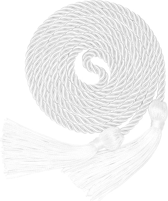Graduation Honor Cord White Yarn Honor Cord with Tassel 67" Long for Graduation Ceremony