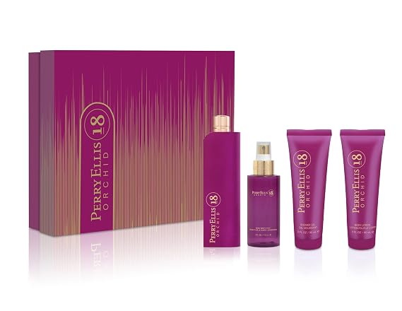 Perry Ellis Fragrances Perry ellis 18 orchid for women - 4-piece gift set, 3.4 Fl Ounce