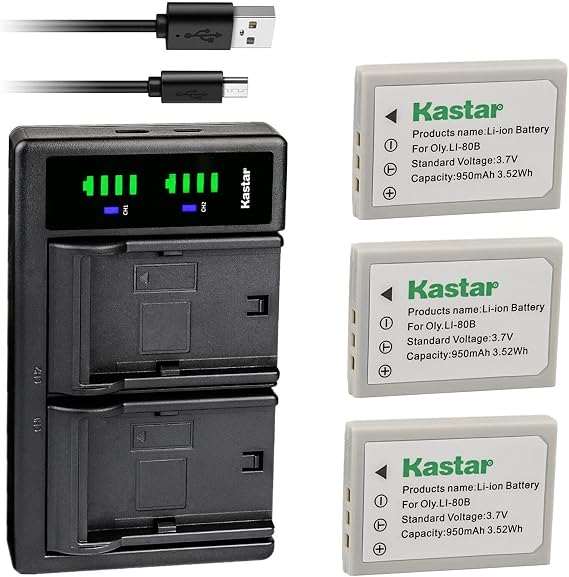 Kastar 3-Pack Battery and LTD2 USB Charger Replacement for MAGINON, DC-6600, DC-6800, Performic S5, Slimline X4, Slimline X5, Slimline X50, Slimline