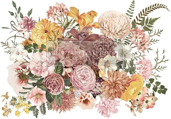 Redesign with Prima Decor Transfers - Woodland Floral - Total Sheet Size 24"x35", Cut into 2 Sheets rub-ons 655350664022 Decor Transfer Rub on Transfers for Furniture Vintage