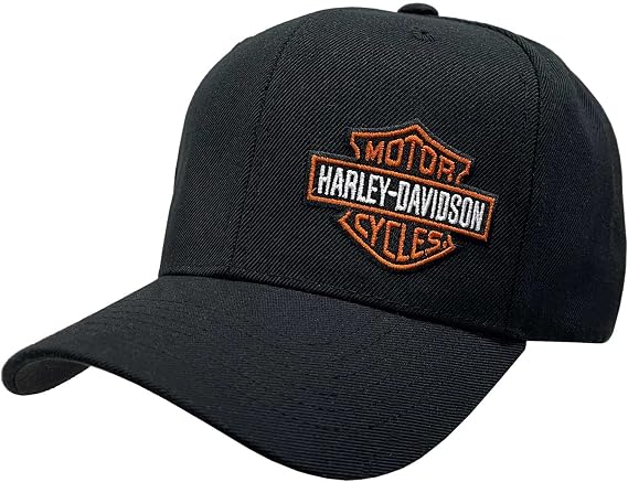 Harley-Davidson Men's Hat Embroidered Bar & Shield Curved Bill Baseball Cap - Black