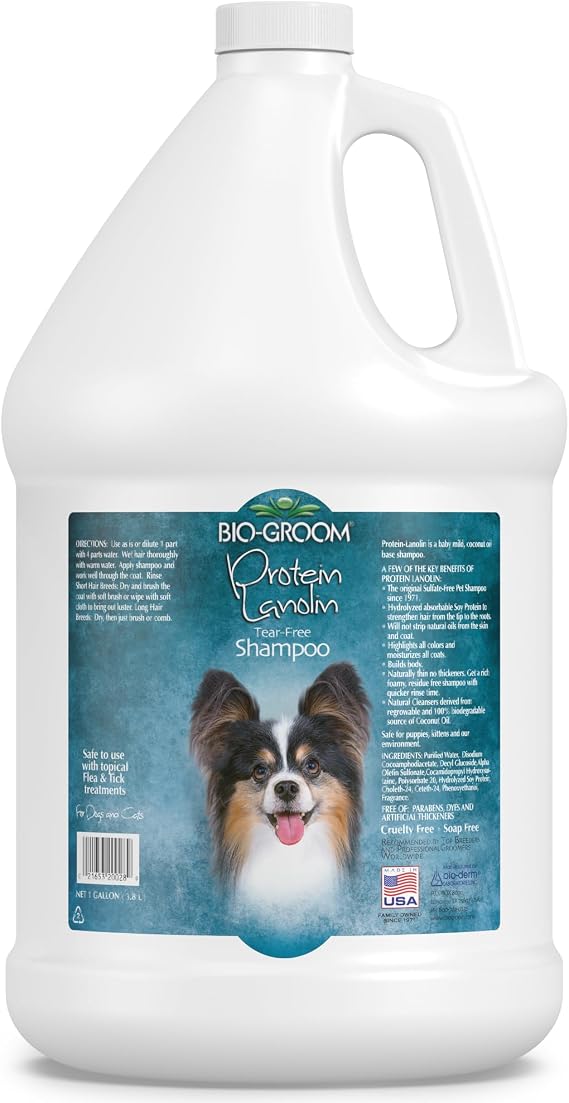 Bio-Groom Protein Lanolin Dog Shampoo, Tear-Free Pet Shampoo, 1 Gallon | Dog Bathing Supplies, Puppy Wash, Cat & Grooming Supplies, Cruelty-Free, Made in USA, Tearless Products