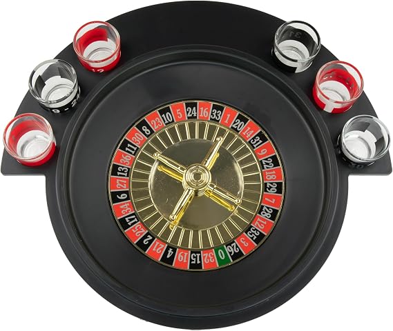 Spin to Win: Fairly Odd Novelties Shot Glass Roulette Set, 6 Glasses, 2 Balls, Party Favorite, Perfect for Groups, 11.25" Diameter