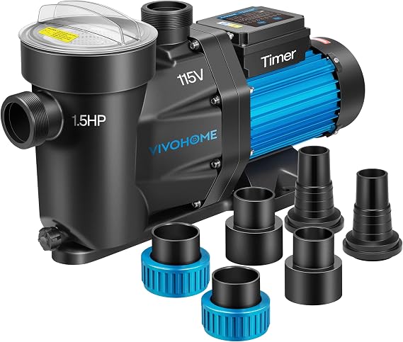 VIVOHOME 1.5HP 115V Pool Pump with Timer for in/Above Ground Pools