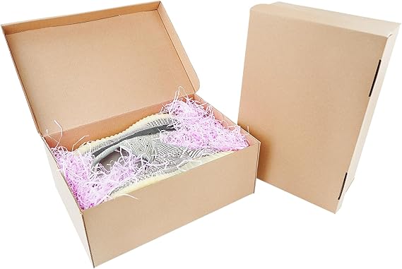STRBOXONG Cardboard Shoe Boxes with Lid, 32x22x12 cm, Multi-Purpose Storage Box for Home Office Organization Containers, Foldable Cardboard Carton, Gift Parcel (5 Pieces)