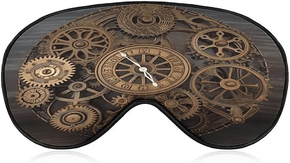 Steampunk Gears Clock Sleep Mask Personality Eye Sleep Shade Cover Comfortable Breathable Sleeping Blindfold Soft Comfortable Night Eye Cover Adjustable Band Eye Mask for Men Women