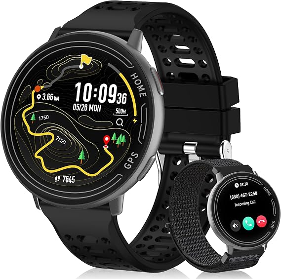 GPS Smart Watch for Men, 1.39" AMOLED Screen Smartwatches, GPS, AI, Bluetooth Call & Text, Health, 100+ Sport Modes Sleep 3ATM Waterproof Activity Fitness Tracker, Smartwatch for Android iPhone