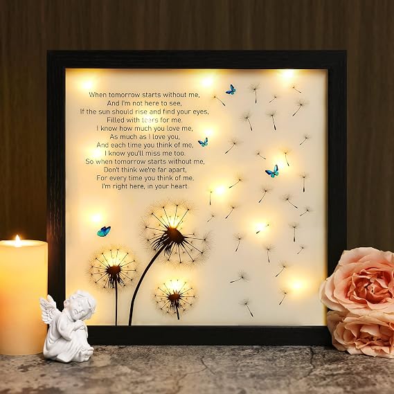 Memorial Gifts LED Shadow Box Sympathy Gift Condolences Grief Dandelion