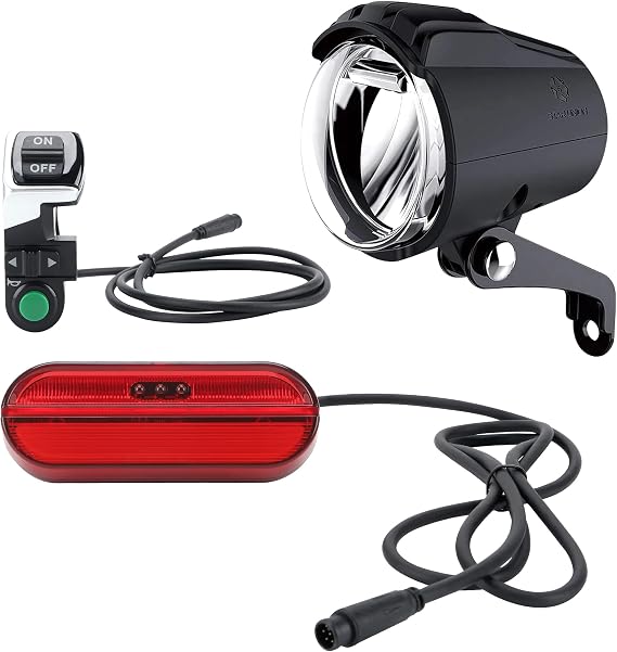 E-Bike Light Kit for TONGSHENG TSDZ2B/TSDZ-8 Mid Motor: Headlight, Taillight with Turn Signal & Brake Light, Extra Handlebar Controller| Not for VLCD5 Version, Works on 8-Pin Male Plug Motor