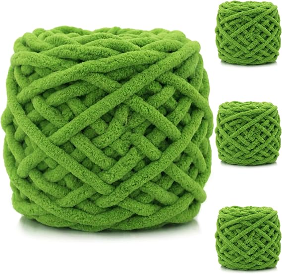 4 Pack Chunky Yarn for Hand Knitting,380g Multiple Colors Chenille Yarn for Knitting & Crochet,Soft Chunky Wool for Blankets,Cushion,Scarves,Pet Beds,Bags,Hats,Sweaters(Autumn Green)